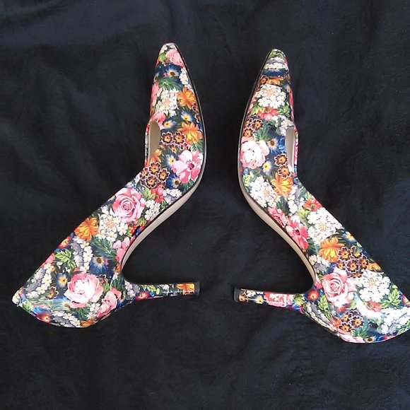 Nine West Floral Pumps Stilettos "Flax" SZ 8M - Picture 3 of 8